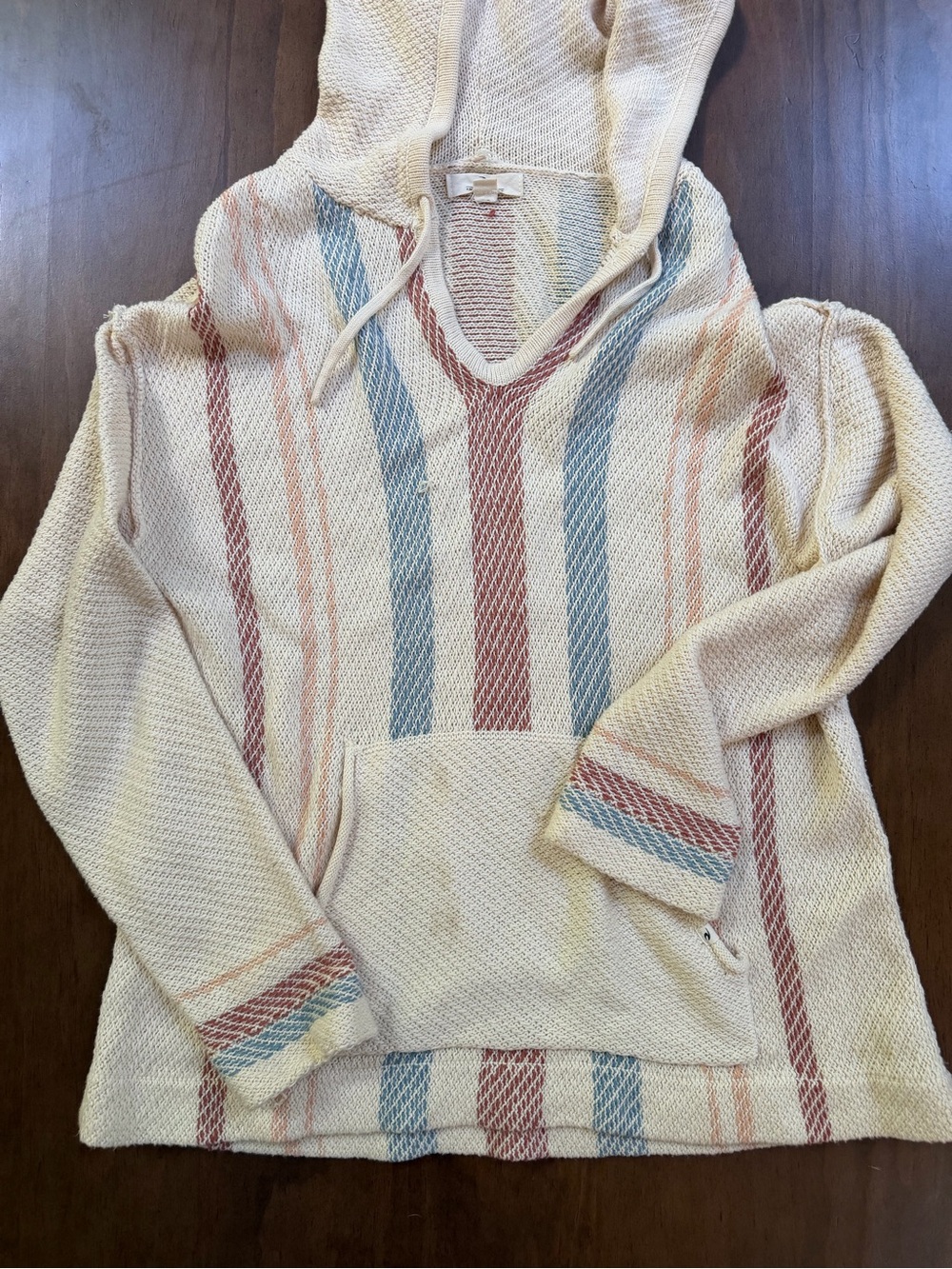 Rip Curl Cream Hoodie with Rust and Dusty Blue Stripes